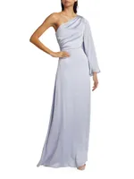 Keely One-Shoulder Satin Gown