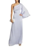 Keely One-Shoulder Satin Gown