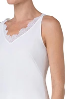 Silk Crêpe Petal Lace Tank