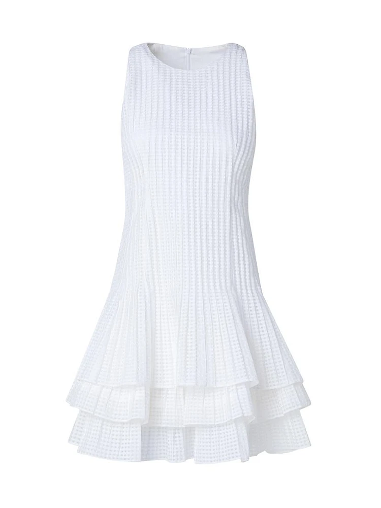 Transparent Grid Organza Cotton-Blend Dress