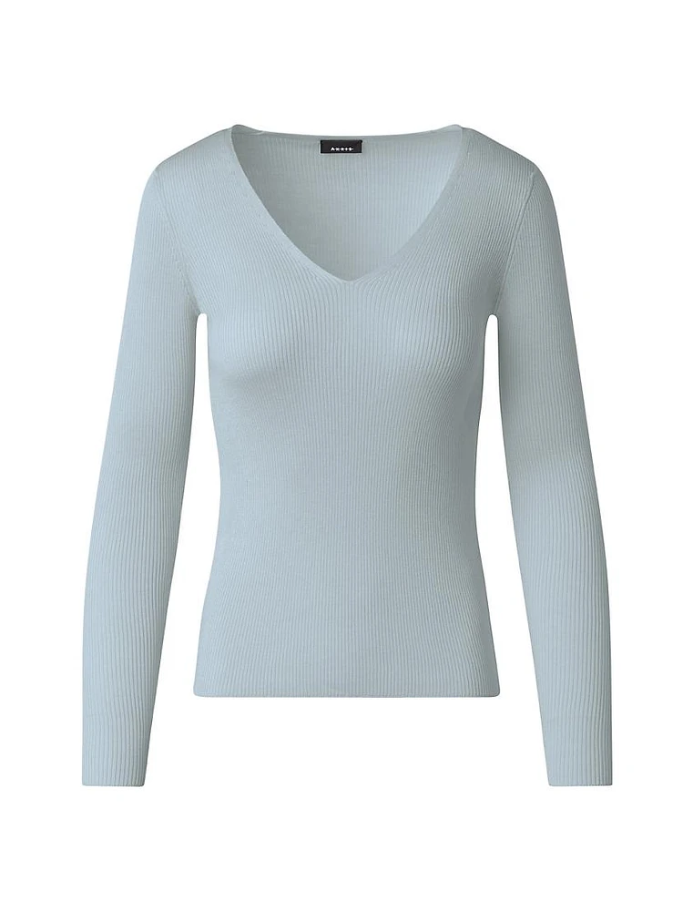 Silk-Cotton V-Neck Sweater