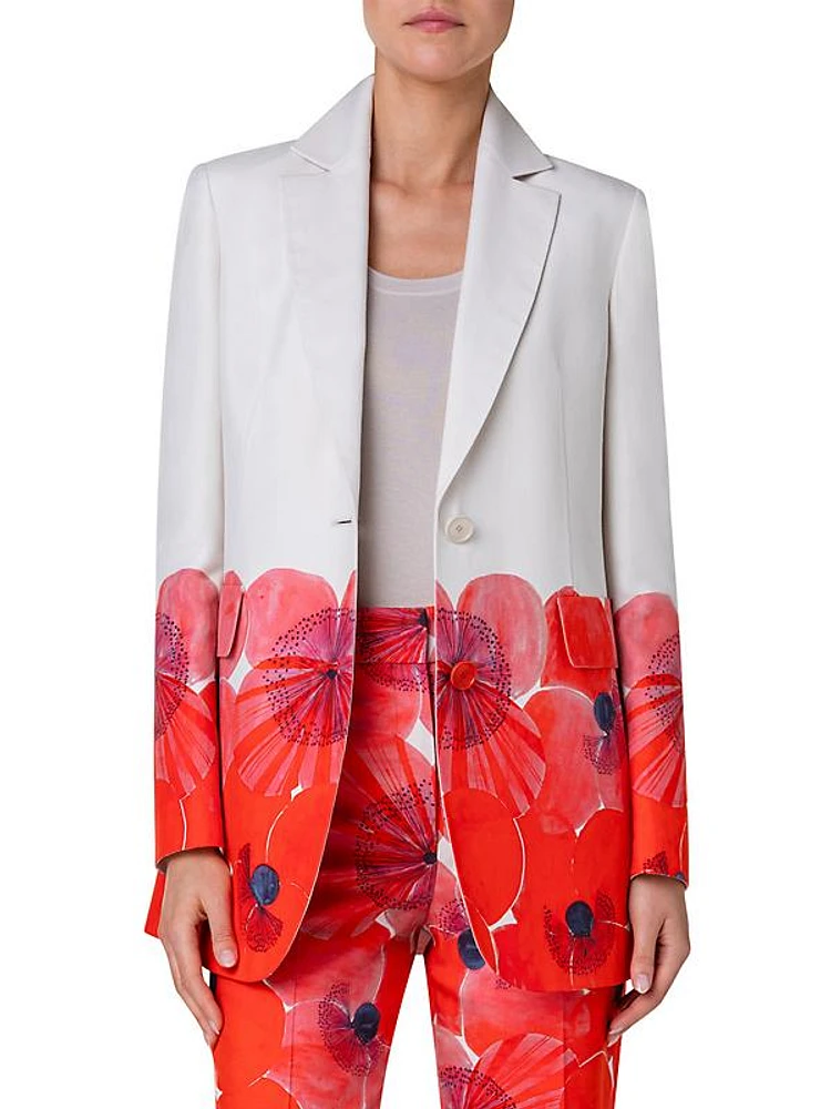 Alvina Cotton-Silk Single-Breasted Blazer