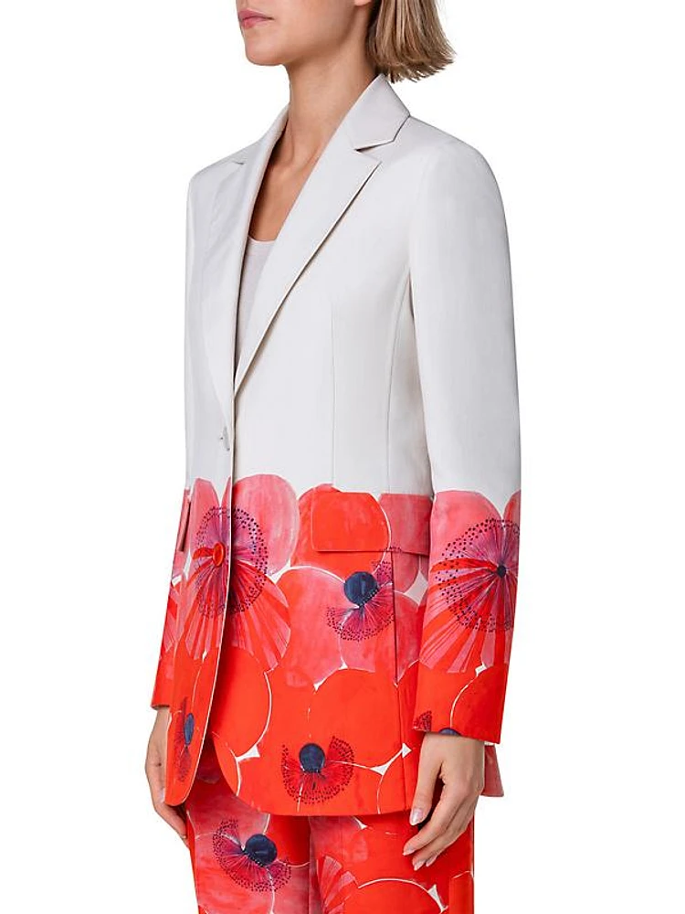 Alvina Cotton-Silk Single-Breasted Blazer