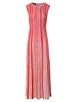 Striped Silk & Wool-Blend Midi-Dress