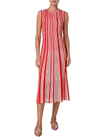 Striped Silk & Wool-Blend Midi-Dress