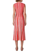 Striped Silk & Wool-Blend Midi-Dress