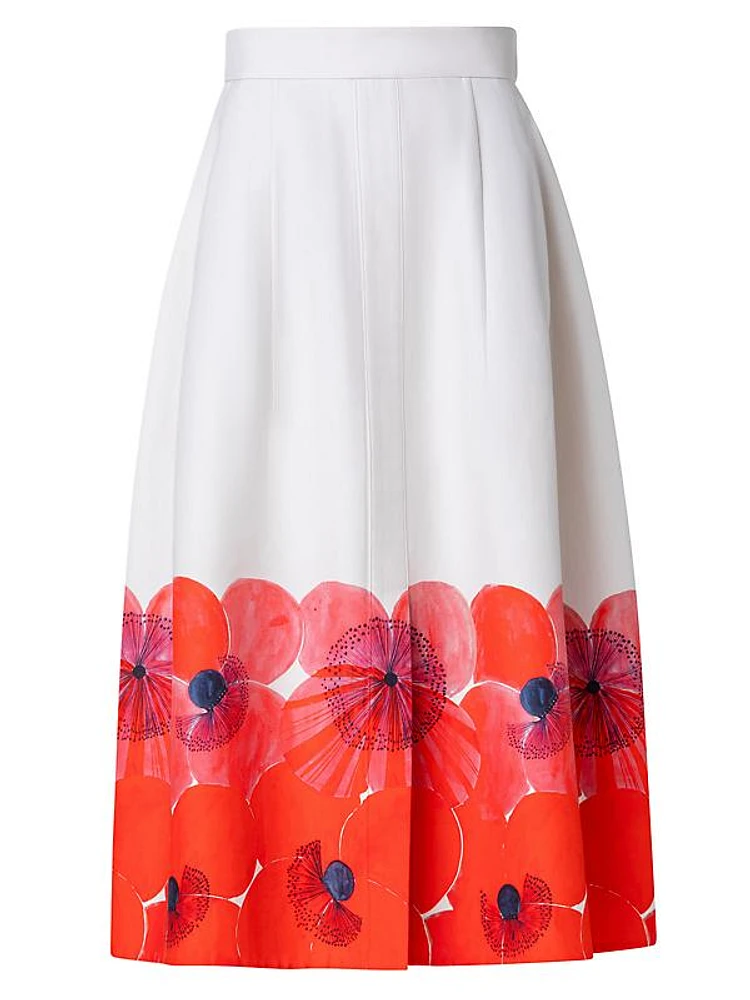 Poppy Cotton-Silk Midi-Skirt