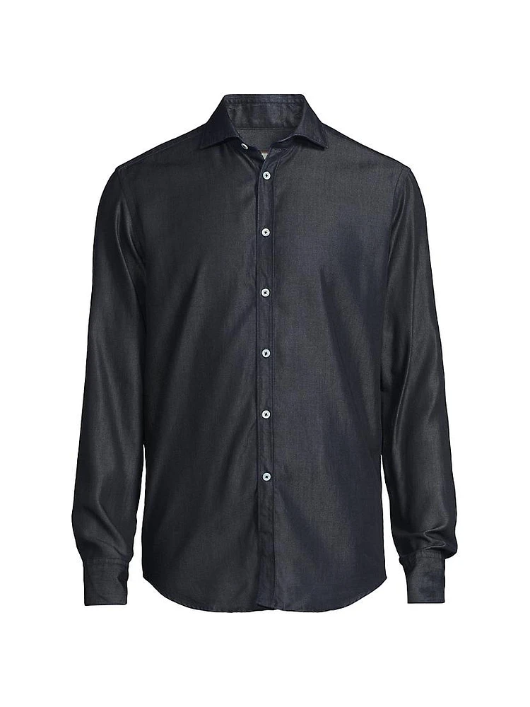 Denim Button-Up Sport Shirt