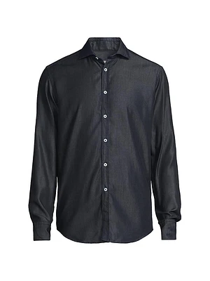 Denim Button-Up Sport Shirt