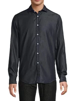 Denim Button-Up Sport Shirt