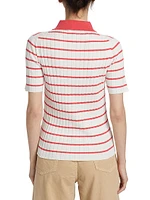 Striped Cotton-Blend Knit Polo Shirt