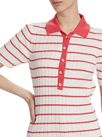 Striped Cotton-Blend Knit Polo Shirt