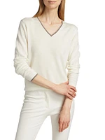 Tipped Wool V-Neck Sweater