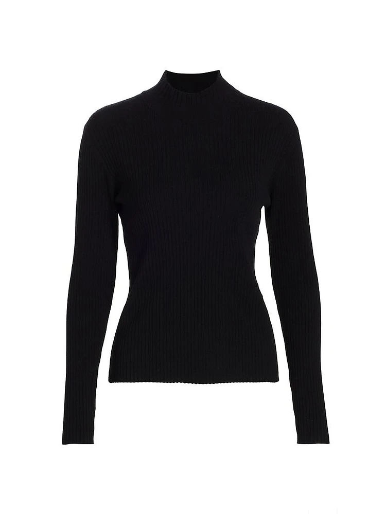 Rib-Knit Mock Turtleneck Top