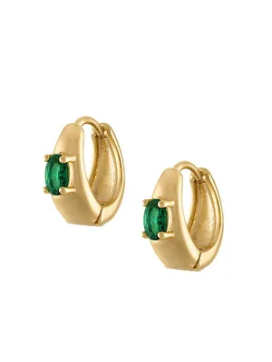 Esme 14K Gold-Filled & Faux Emerald Hoop Earrings