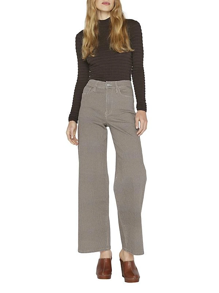 Le Palazzo Herringbone Cotton-Blend Wide-Leg Pants