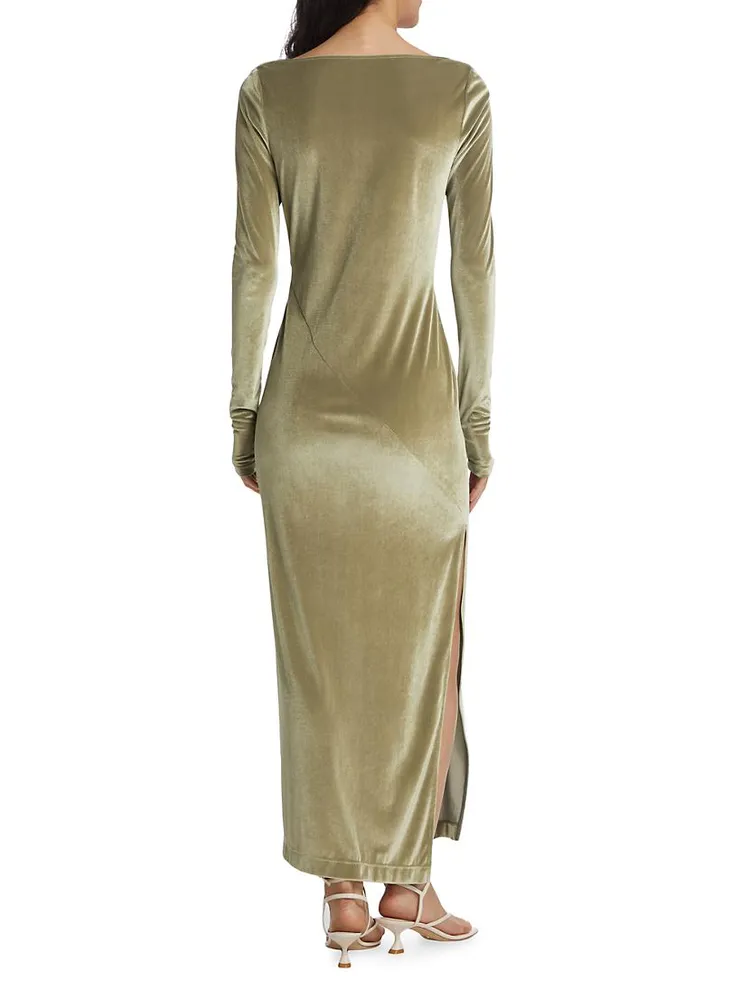 Draped Velvet Maxi Dress