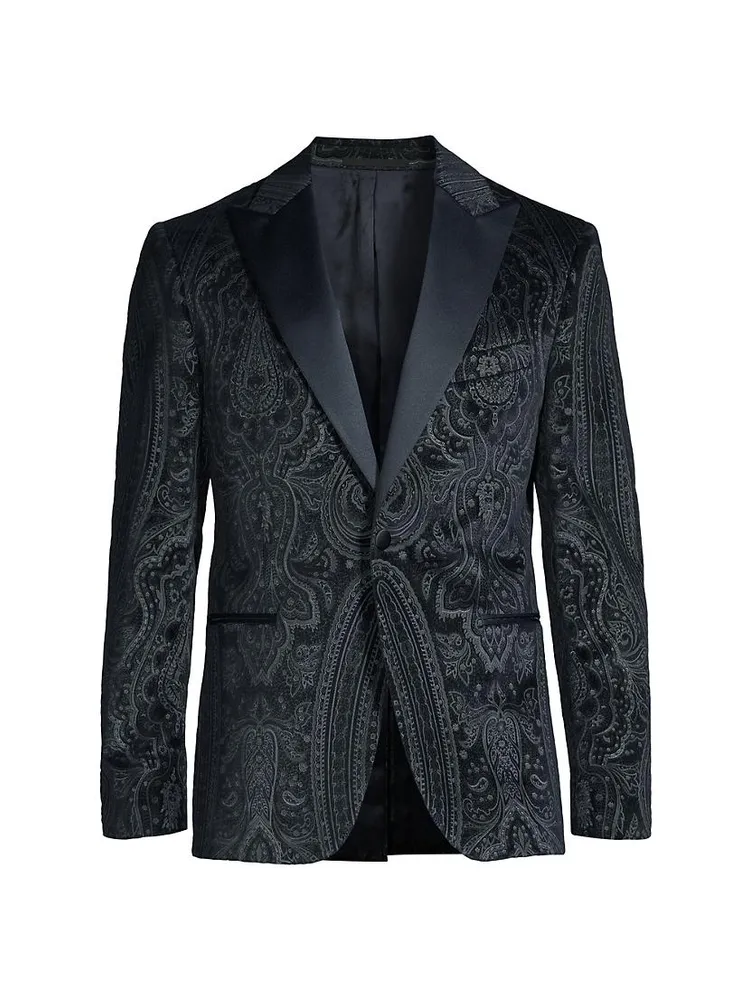 Cerimonia Paisley Velvet One-Button Dinner Jacket