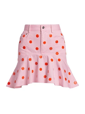 Polka Dot Ruffle Miniskirt