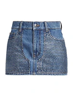 Crystal Embellished Denim Miniskirt