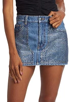 Crystal Embellished Denim Miniskirt