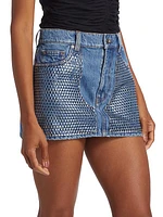 Crystal Embellished Denim Miniskirt