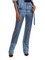 Crystal Embellished Straight-Leg Jeans