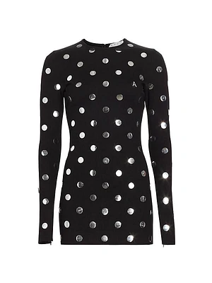 Polka Dot Long-Sleeve Minidress