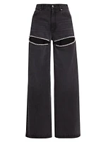 Crystal Slide Wide-Leg Jeans