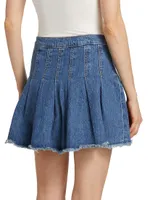 Ms. Coco Pleated Denim A-Line Skirt