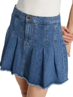 Ms. Coco Pleated Denim A-Line Skirt