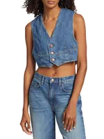 Ms. Turner Denim Cropped Vest