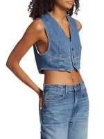 Ms. Turner Denim Cropped Vest