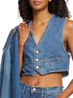 Ms. Turner Denim Cropped Vest