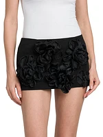 Floral Appliqué Micro Miniskirt