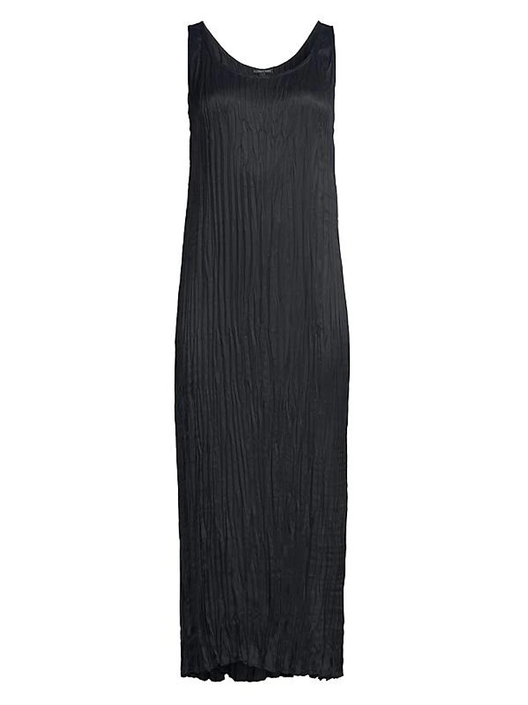 Pleated Cupro Midi-Dress