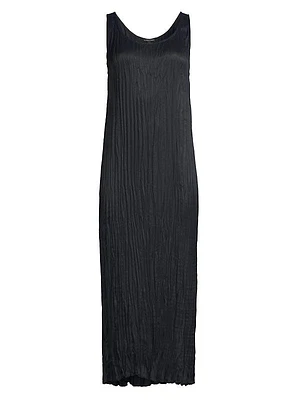 Pleated Cupro Midi-Dress