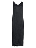 Pleated Cupro Midi-Dress