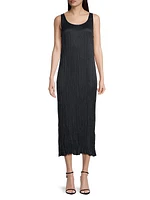 Pleated Cupro Midi-Dress