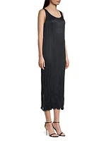 Pleated Cupro Midi-Dress