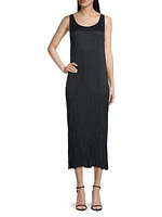 Pleated Cupro Midi-Dress