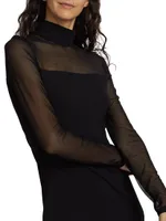 Mesh Long-Sleeve Minidress