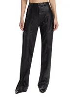 Julia Vegan Leather Split-Hem Pants