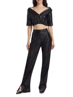 Julia Vegan Leather Split-Hem Pants