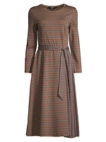 Plaid Cotton-Blend Tie-Waist Midi-Dress