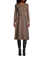 Plaid Cotton-Blend Tie-Waist Midi-Dress