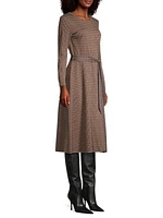 Plaid Cotton-Blend Tie-Waist Midi-Dress