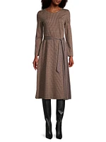 Plaid Cotton-Blend Tie-Waist Midi-Dress