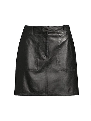 Dry Leather A-Line Miniskirt