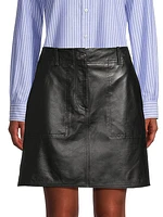 Dry Leather A-Line Miniskirt